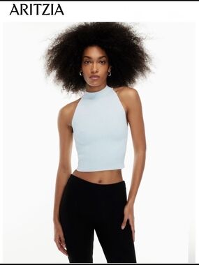 Babaton ARITZIA Baby Blue Cropped Halter Top